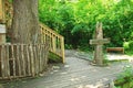 Sign and Steps to TomÃ¢â¬â¢s Treehouse in Fontenelle Forest Royalty Free Stock Photo
